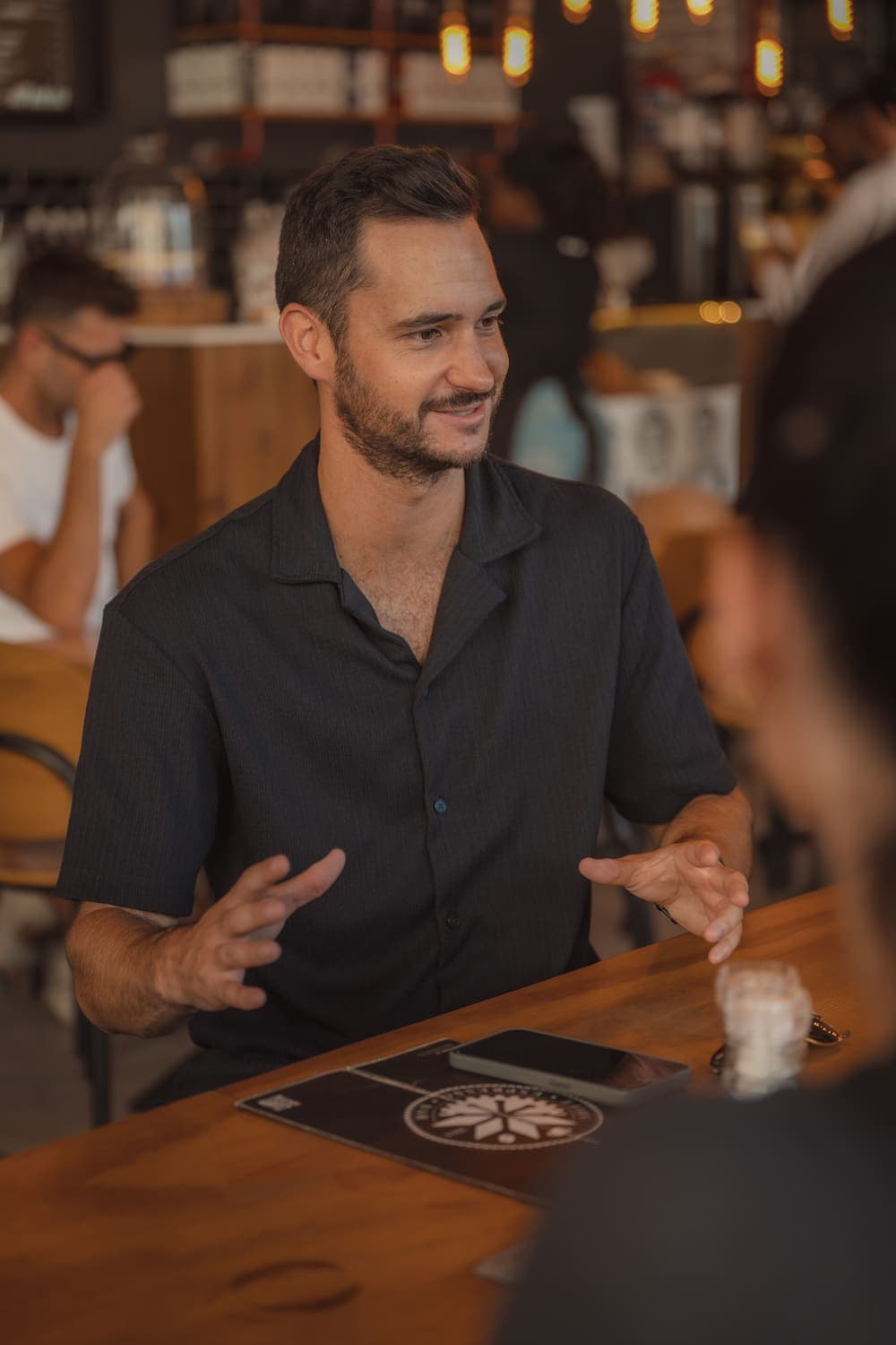A Unyfy team member in conversation with a client